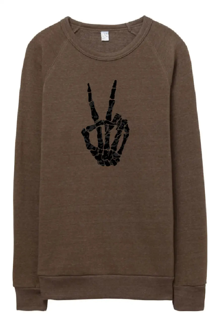 Peace Out Brown Crewneck - Tops