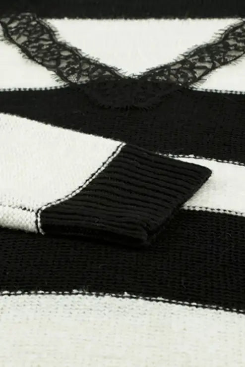 Ozzy Black and White Stripe Sweater Top - Shirts & Tops