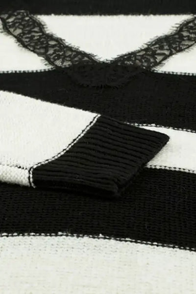 Ozzy Black and White Stripe Sweater Top - Shirts & Tops