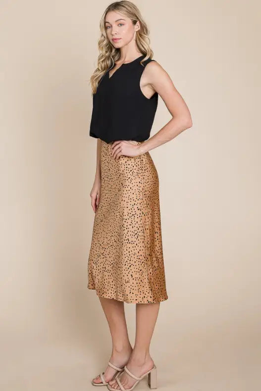 Dot Knit Print Midi Skirt - Skirts