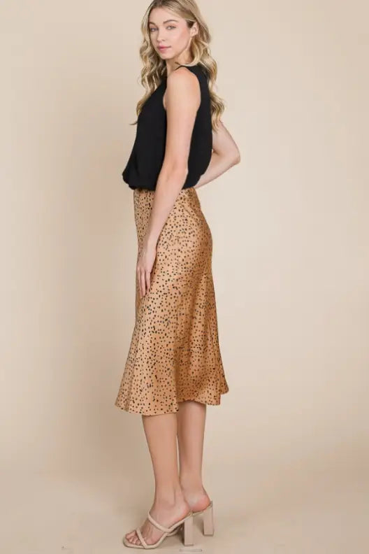 Dot Knit Print Midi Skirt - Skirts