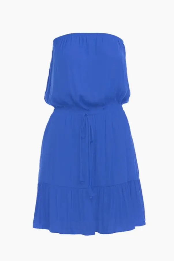 Capri Blue Strapless Mini Dress - Dresses