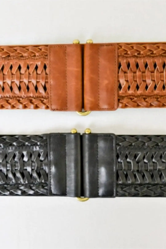 Black Braided Elastic Belt - Bags & Belts