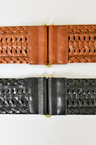 Black Braided Elastic Belt - Bags & Belts