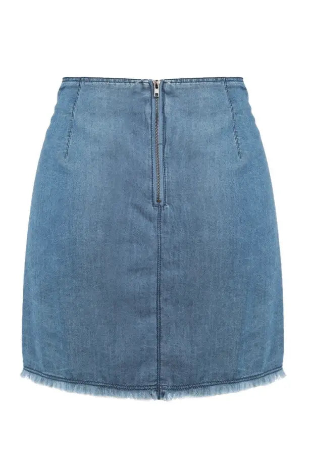 Denim Blue Lace Up Skirt - Bottoms