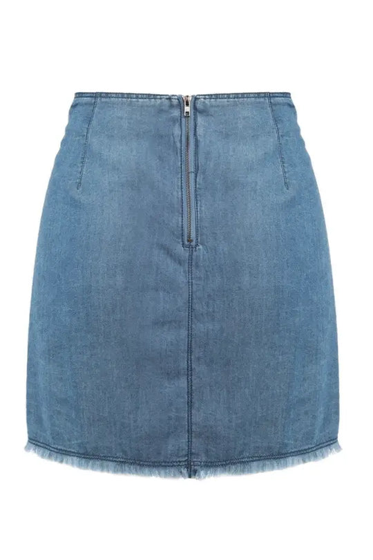 Denim Blue Lace Up Skirt - Bottoms