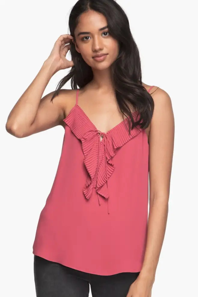 Marsala Ruffle Cami - Tops