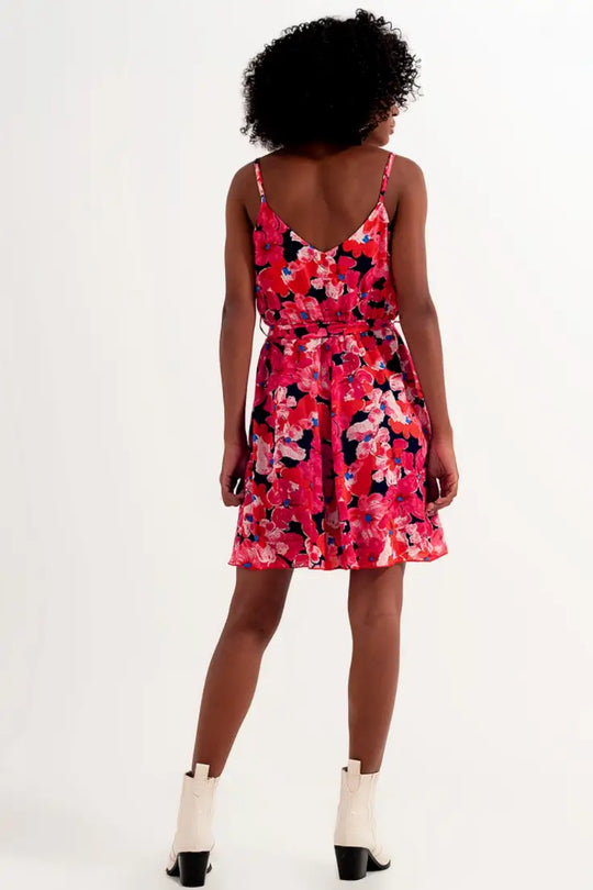Angelica Hot Pink Floral Dress - Dresses
