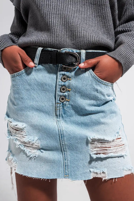 Urban Nights Denim Skirt - Bottoms