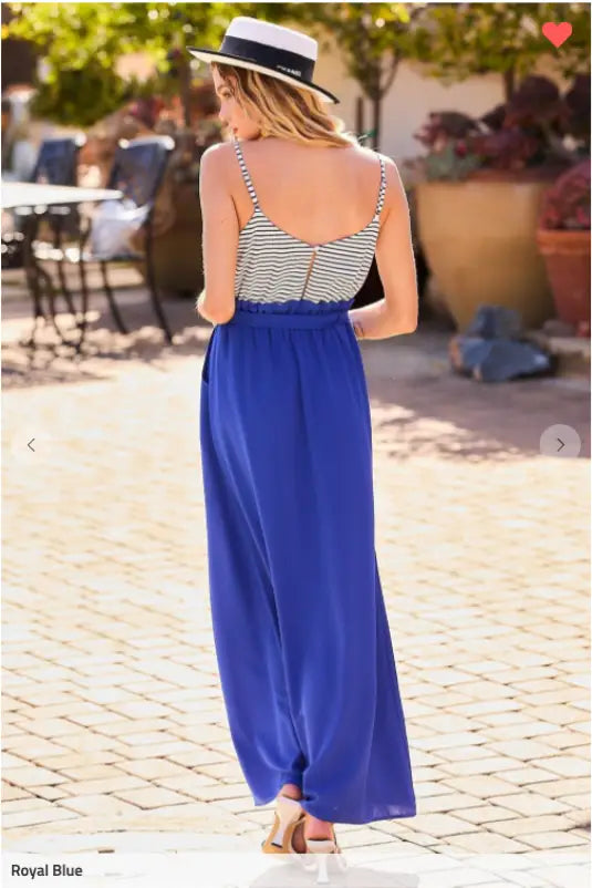 Brighter Days Striped Color Block Hi Waist Maxi Dress - Dresses