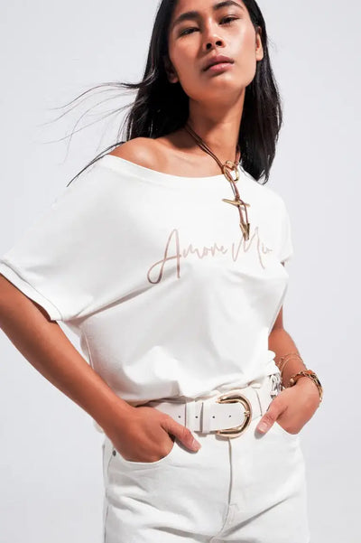 Amore Mio Boatneck Tee - ONE SIZE - Tops