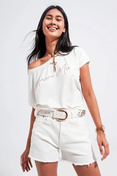 Amore Mio Boatneck Tee - ONE SIZE - Tops
