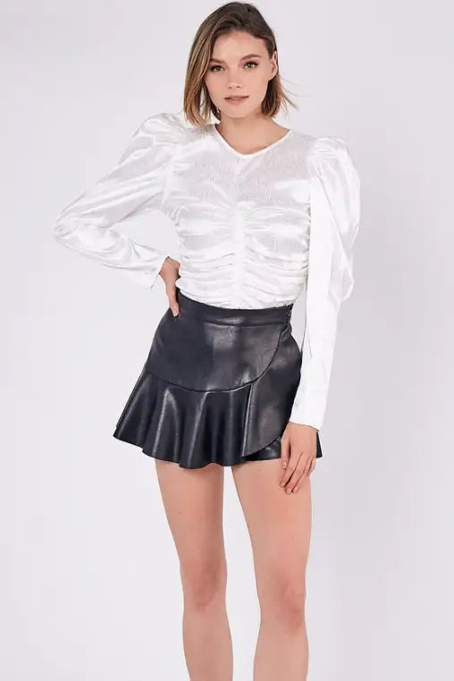 Rockin Black Faux Leather Mini Skort - Bottoms