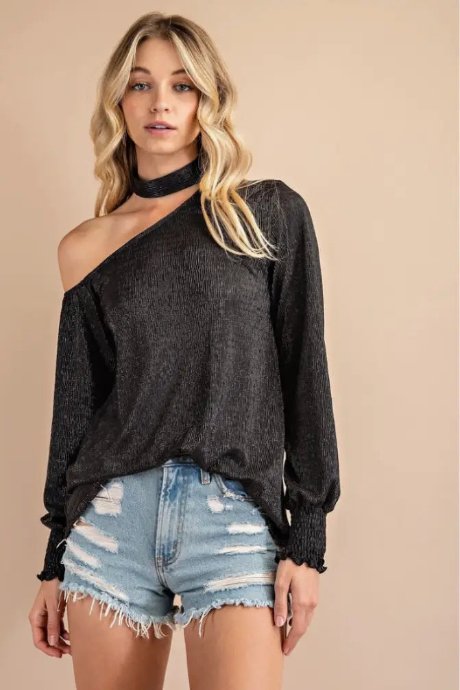 Party Girl Black Asymmetric Top - Tops
