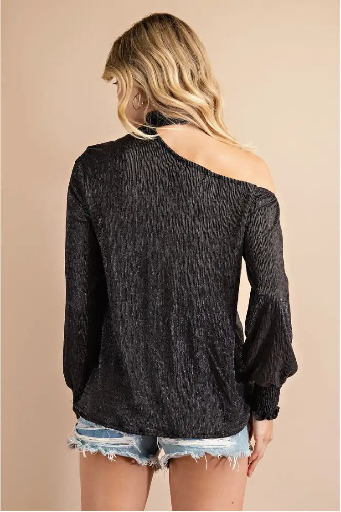 Party Girl Black Asymmetric Top - Tops