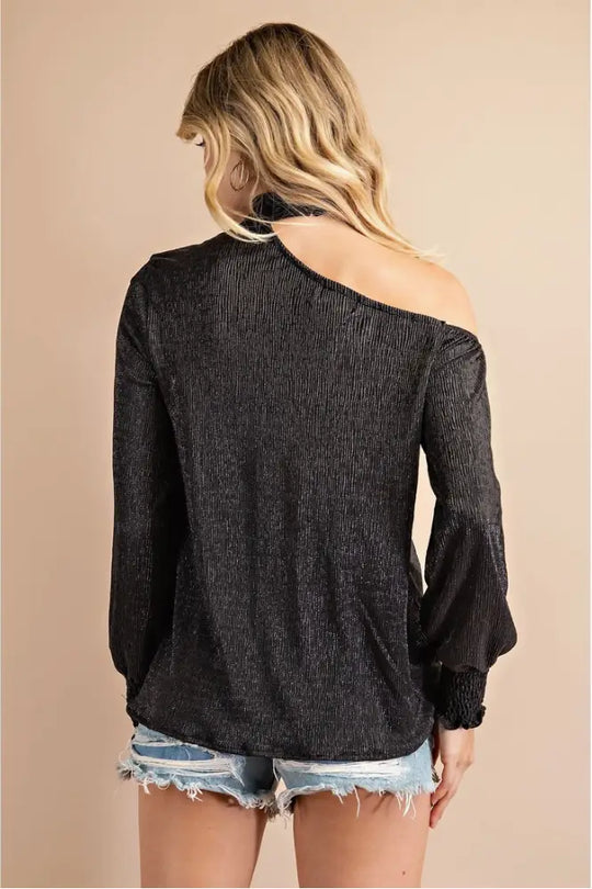 Party Girl Black Asymmetric Top - Tops