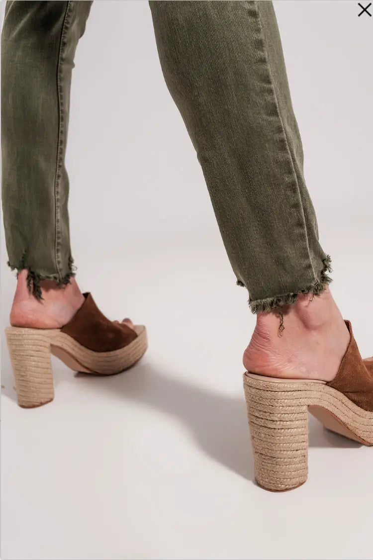 Olive Ripped Skinny Jean - Bottoms