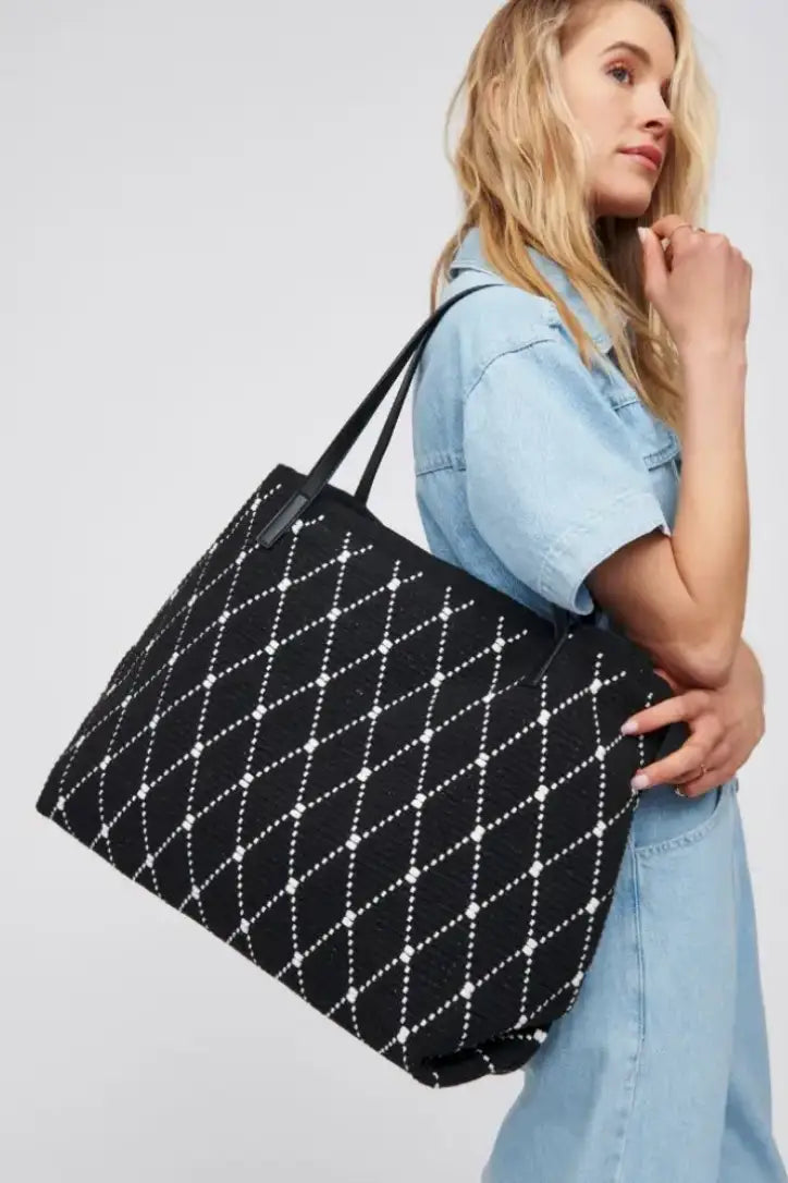 Pauline Black and White Tote Bag - Bags & Belts