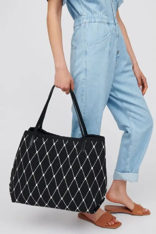 Pauline Black and White Tote Bag - Bags & Belts