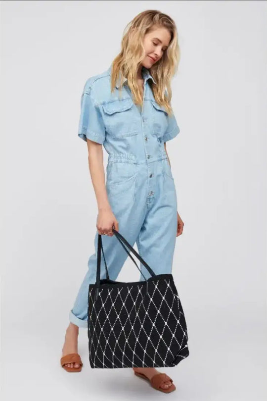 Pauline Black and White Tote Bag - Bags & Belts