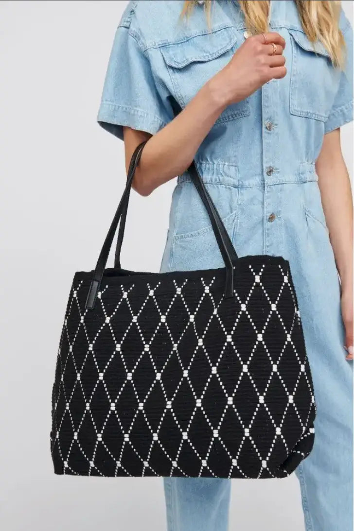 Pauline Black and White Tote Bag - Bags & Belts