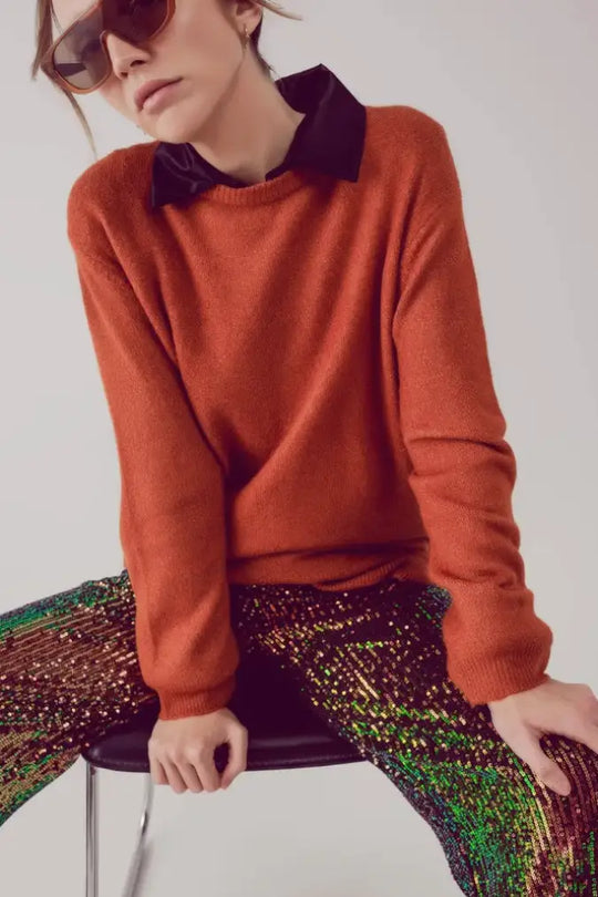 Poppin Orange Long Sweater - One Size Fits Most - Tops