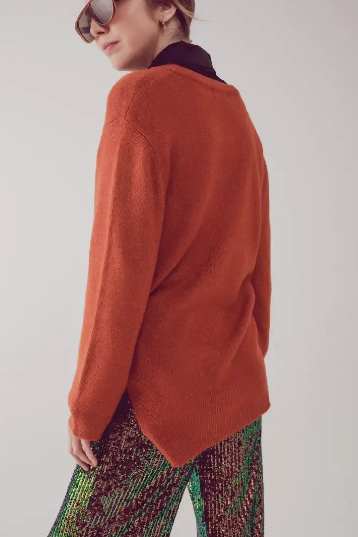 Poppin Orange Long Sweater - One Size Fits Most - Tops