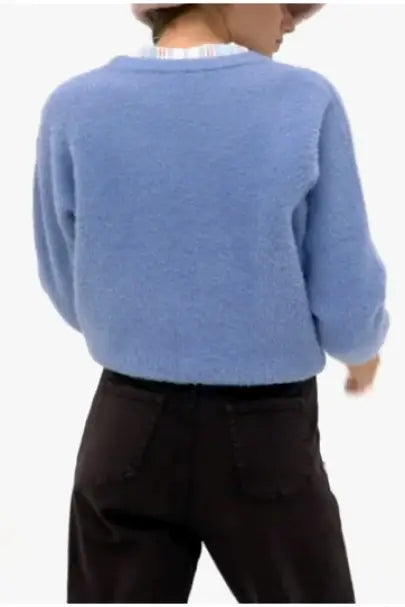 Fluffy Blue Sweater - Tops