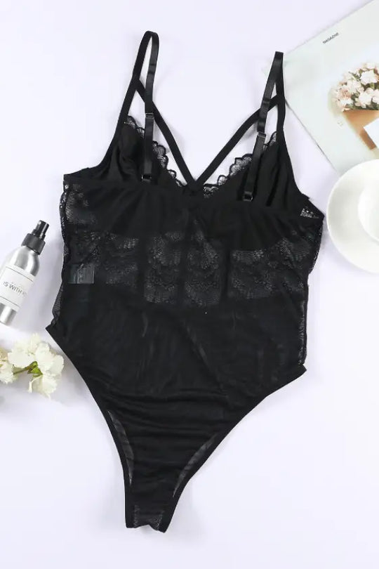 Crush It Girl Lace Panel Bodysuit - Shirts & Tops