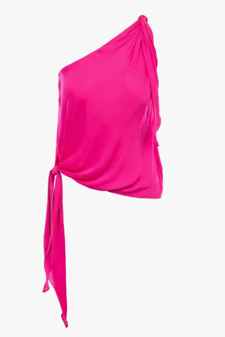 Hot Pink One Shoulder Top - Tops