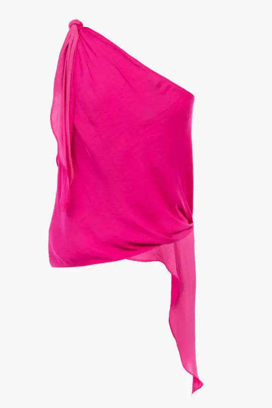 Hot Pink One Shoulder Top - Tops