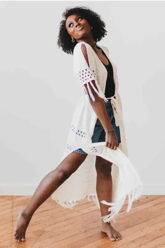 Camila Crochet Kimono - OUTERWEAR