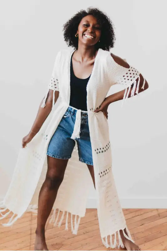 Camila Crochet Kimono - OUTERWEAR