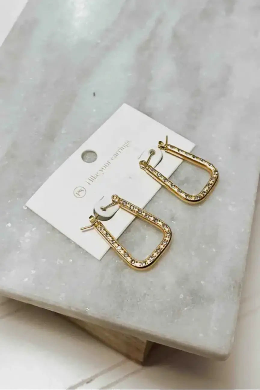 Diamond Square Hoop Earrings *WATERPROOF* - Jewelry