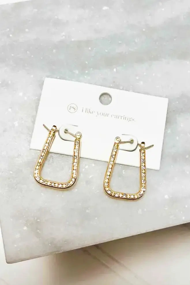 Diamond Square Hoop Earrings *WATERPROOF* - Jewelry