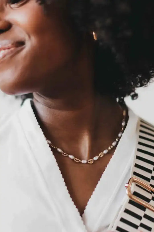 Perla Pearl Oval Chain Necklace - Jewelry