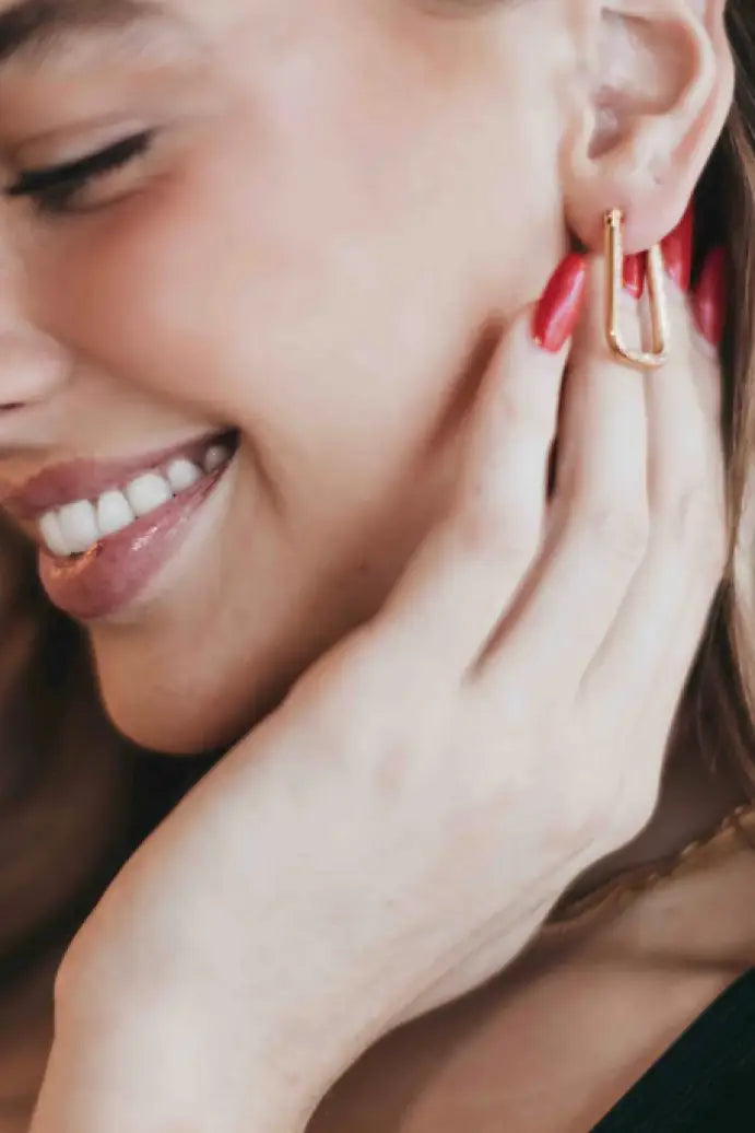 Diamond Square Hoop Earrings *WATERPROOF* - Jewelry