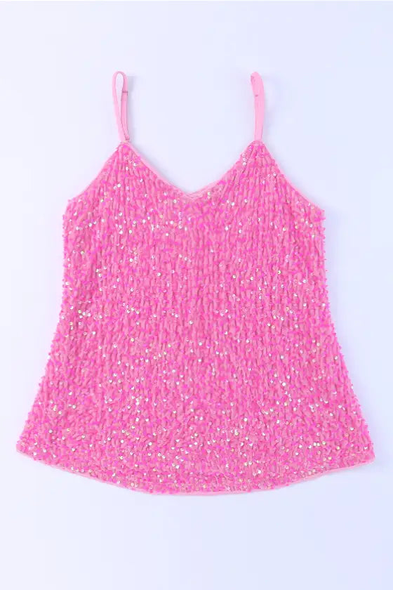 Malibu Pink Sequin Cami - Shirts & Tops