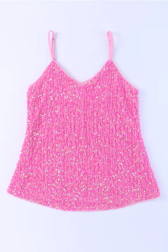 Malibu Pink Sequin Cami - Shirts & Tops