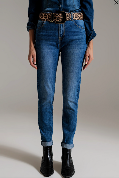 Skinny High Waisted Denim Jeans Mid Wash