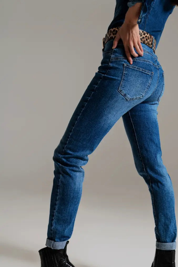 Skinny High Waisted Denim Jeans Mid Wash - Bottoms
