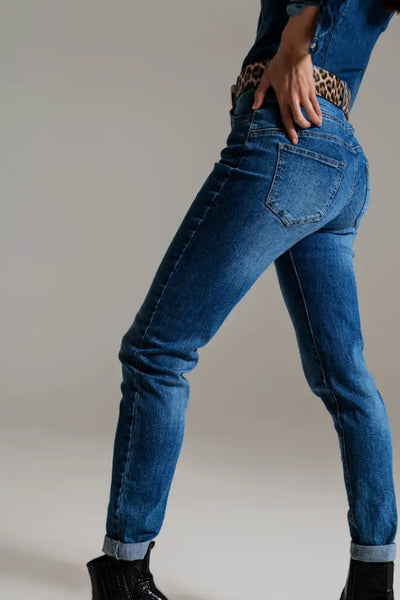 Skinny High Waisted Denim Jeans Mid Wash - Bottoms