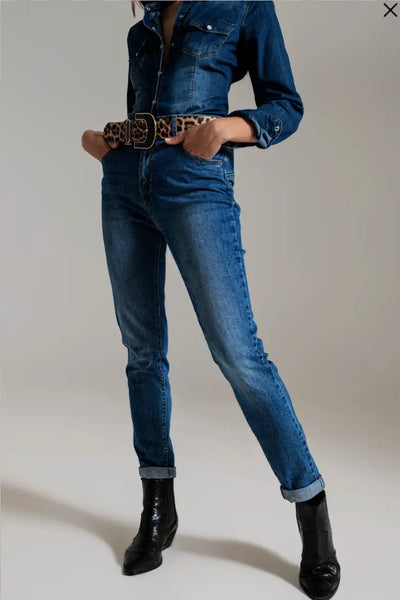 Skinny High Waisted Denim Jeans Mid Wash - Bottoms