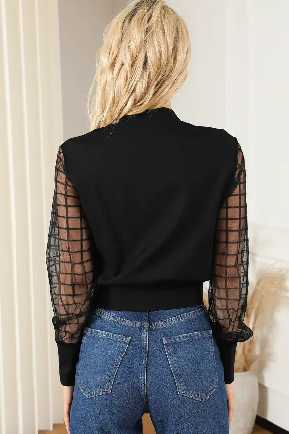 Posh Black Bomber Jacket - OUTERWEAR