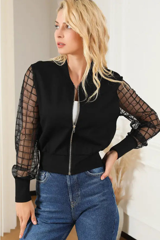 Posh Black Bomber Jacket - OUTERWEAR