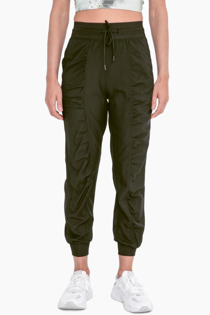 Keep it Cool Olive Ruched Joggers