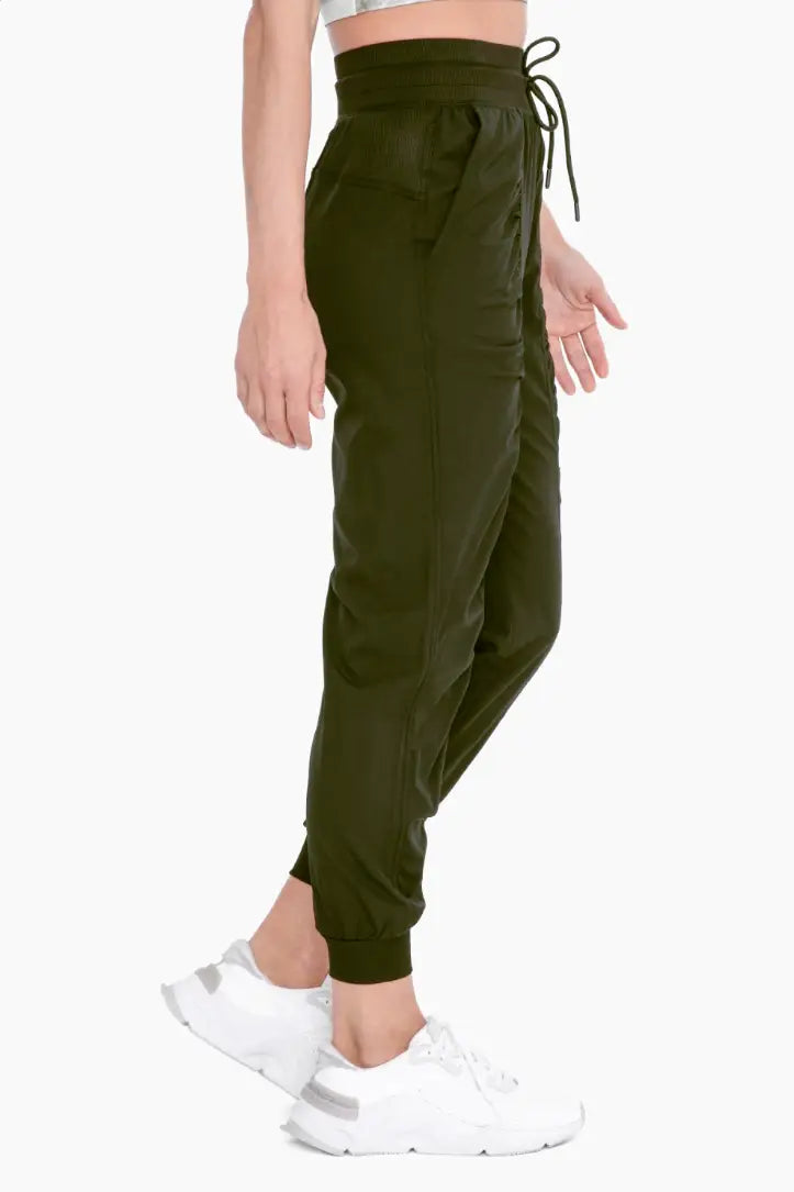Keep it Cool Olive Ruched Joggers - Bottoms