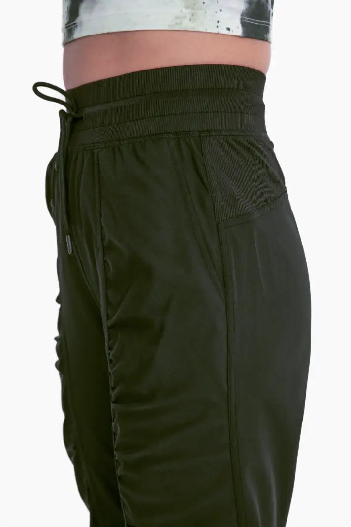 Keep it Cool Olive Ruched Joggers - Bottoms