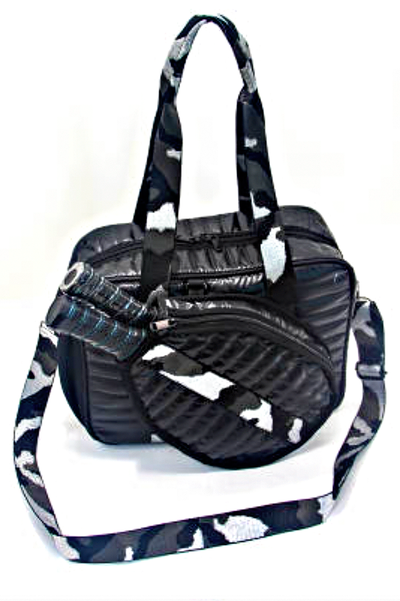 Pickleball Luxe Black and Camo Puffer Bag