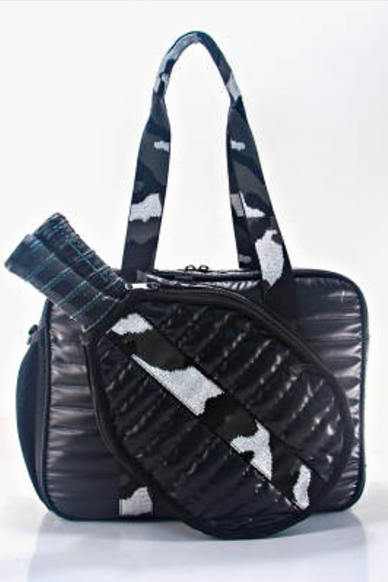 Pickleball Luxe Black and Camo Puffer Bag